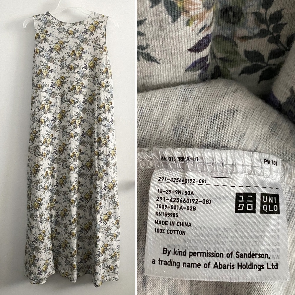 Uniqlo UT Studio Sanderson floral maxi dress, gray - Picture 2 of 8